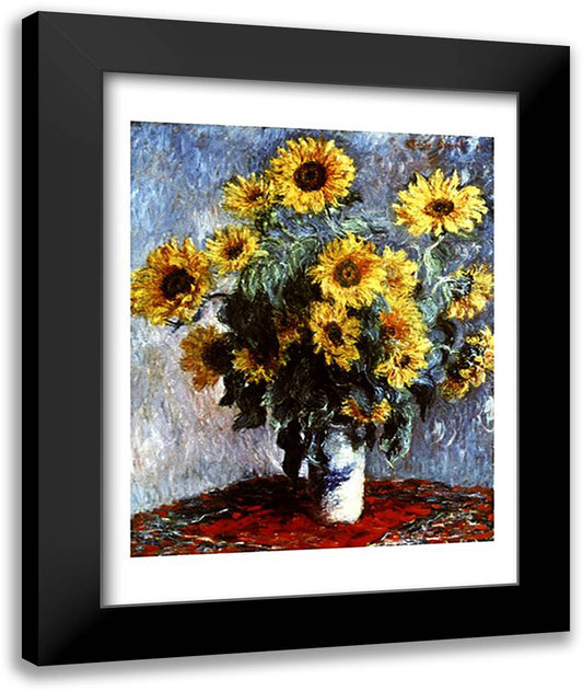 Still life with Sunflowers, 1880 22x28 Black Modern Wood Framed Art Print Poster by Monet, Claude