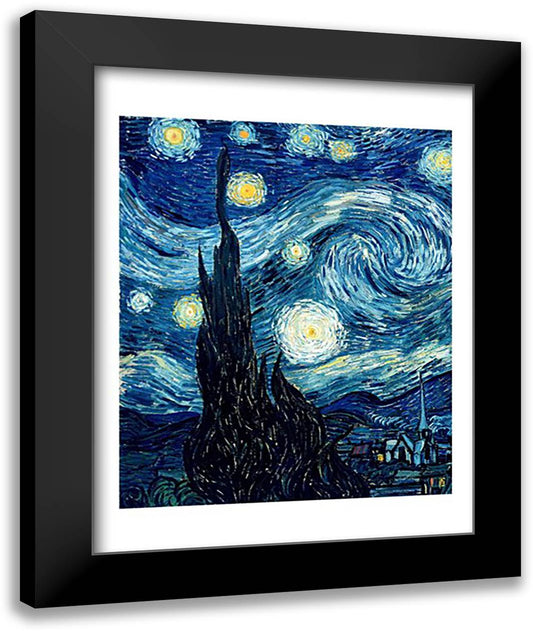 The Starry Night, June 1889 22x28 Black Modern Wood Framed Art Print Poster by Van Gogh, Vincent