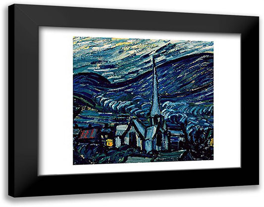The Starry Night, June 1889 28x22 Black Modern Wood Framed Art Print Poster by Van Gogh, Vincent