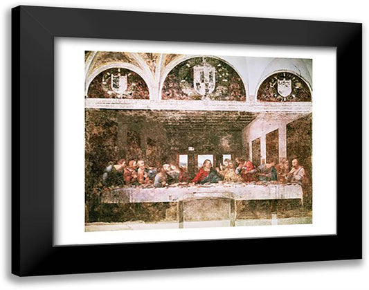 The Last Supper, 28x22 Black Modern Wood Framed Art Print Poster by da Vinci, Leonardo