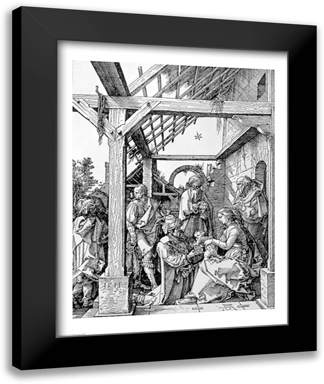 The Adoration of the Magi, 1511 22x28 Black Modern Wood Framed Art Print Poster by Durer, Albrecht