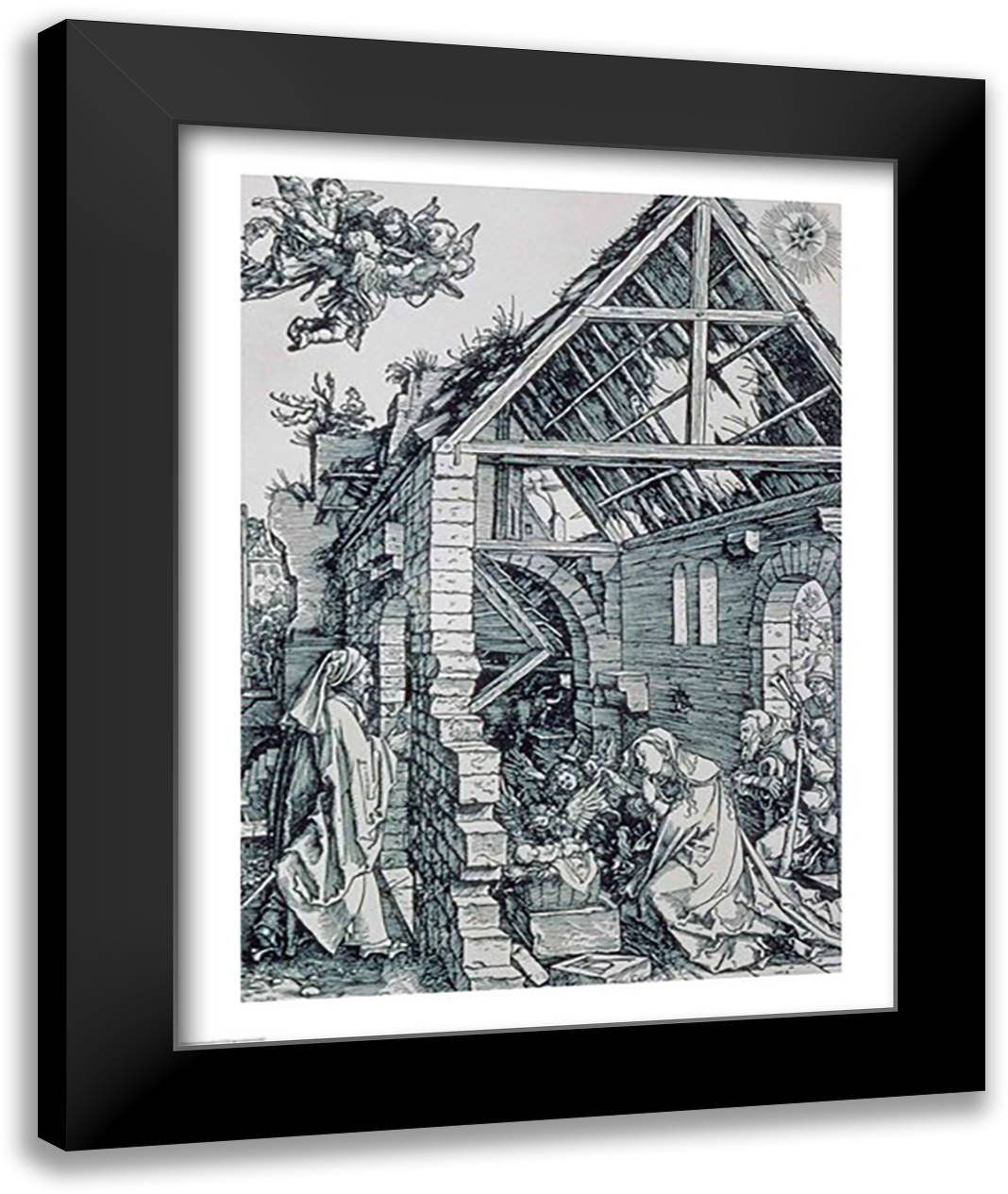 The Adoration of the Shepherds 22x28 Black Modern Wood Framed Art Print Poster by Durer, Albrecht