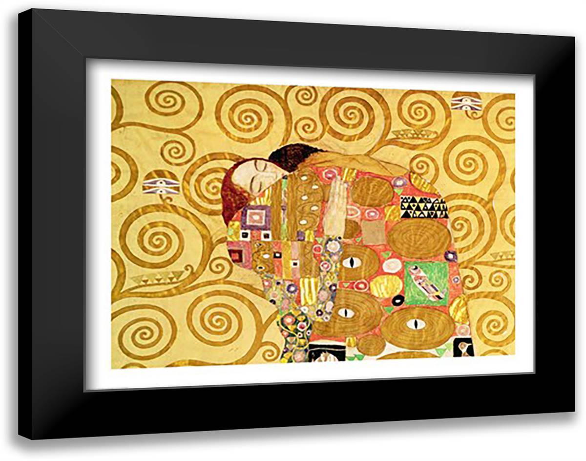 Fulfilment (detail) 28x22 Black Modern Wood Framed Art Print Poster by Klimt, Gustav