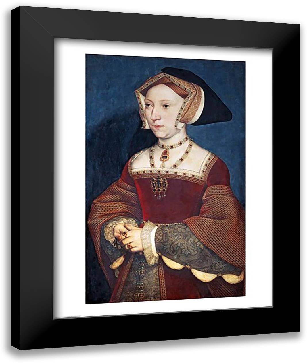 Jane Seymour, 1536 22x28 Black Modern Wood Framed Art Print Poster by Holbein, Hans