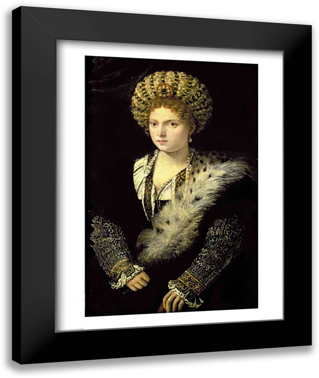 Portrait of Isabella d'Este 22x28 Black Modern Wood Framed Art Print Poster by Titian