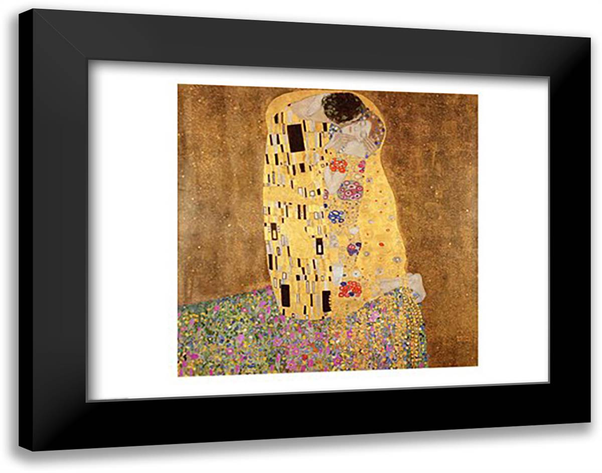 The Kiss 28x22 Black Modern Wood Framed Art Print Poster by Klimt, Gustav