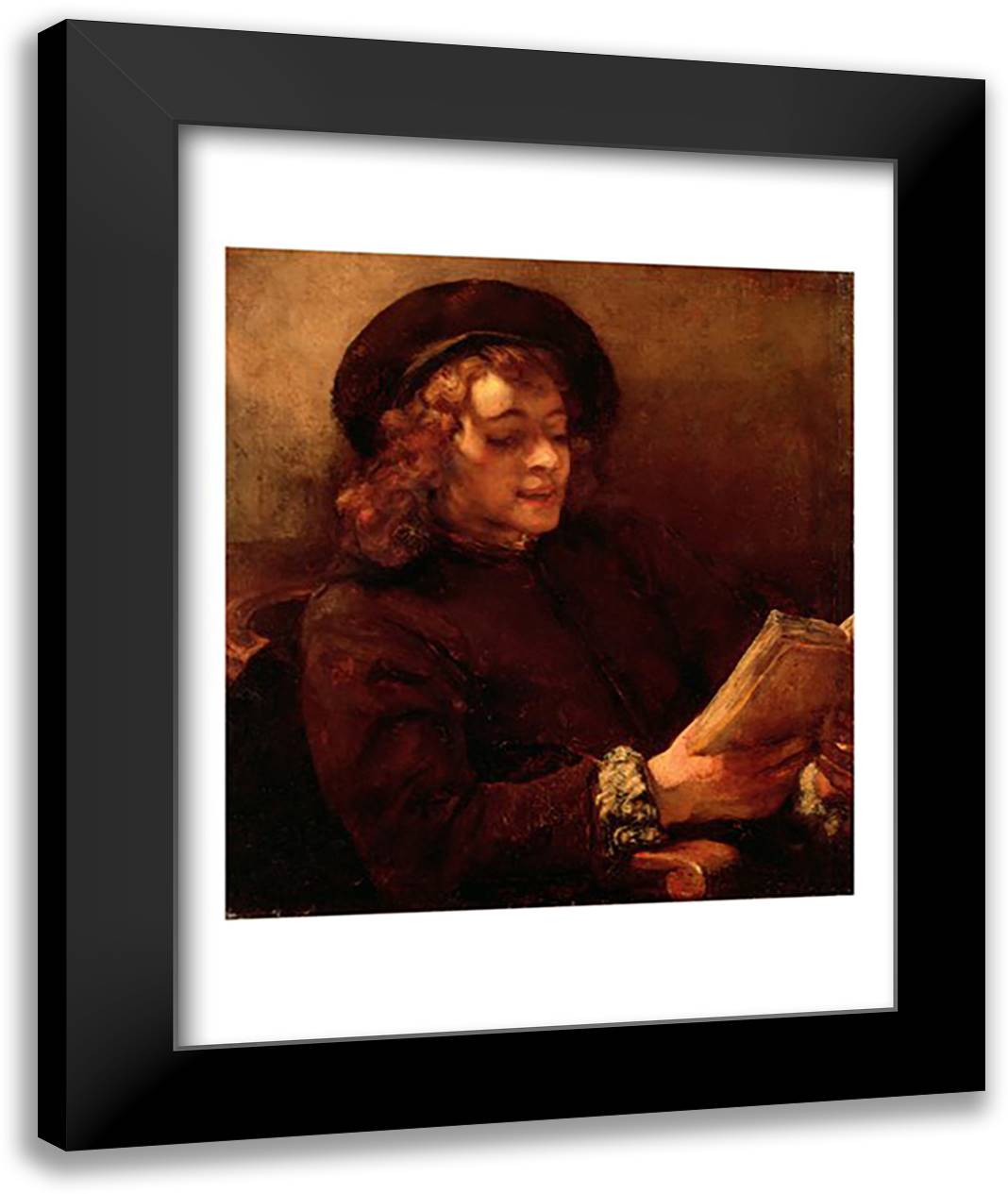 Titus Reading, c.1656-57 22x28 Black Modern Wood Framed Art Print Poster by Rembrandt