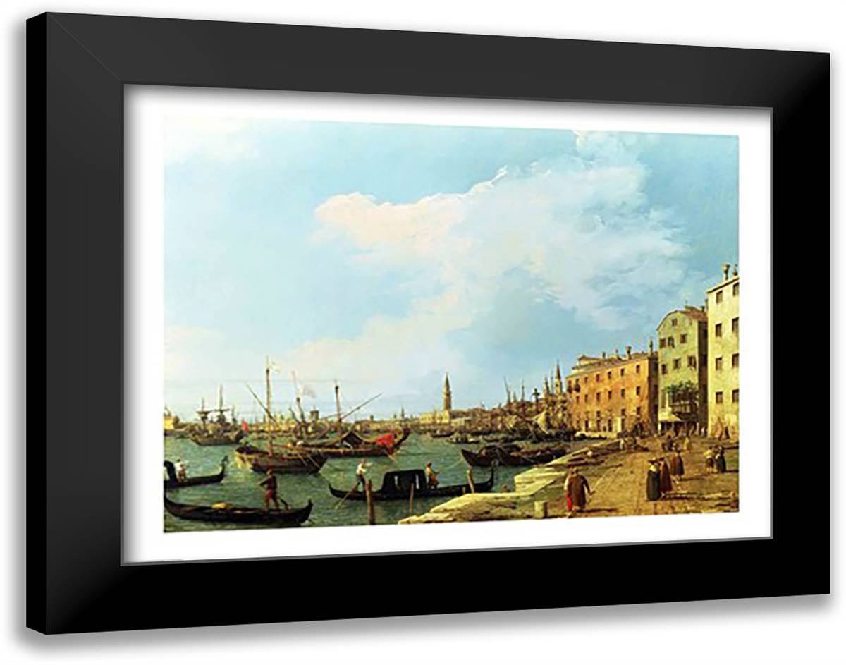 The Riva Degli Schiavoni 28x22 Black Modern Wood Framed Art Print Poster by Canaletto, Giovanni Antonio