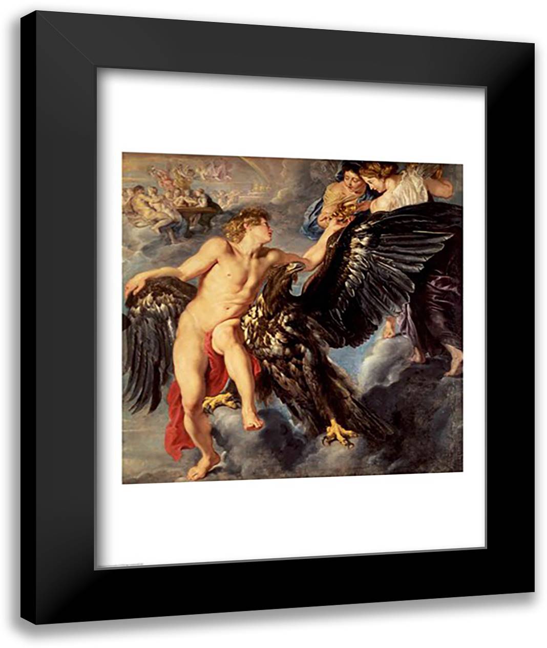 The Kidnapping of Ganymede 22x28 Black Modern Wood Framed Art Print Poster by Rubens, Peter Paul