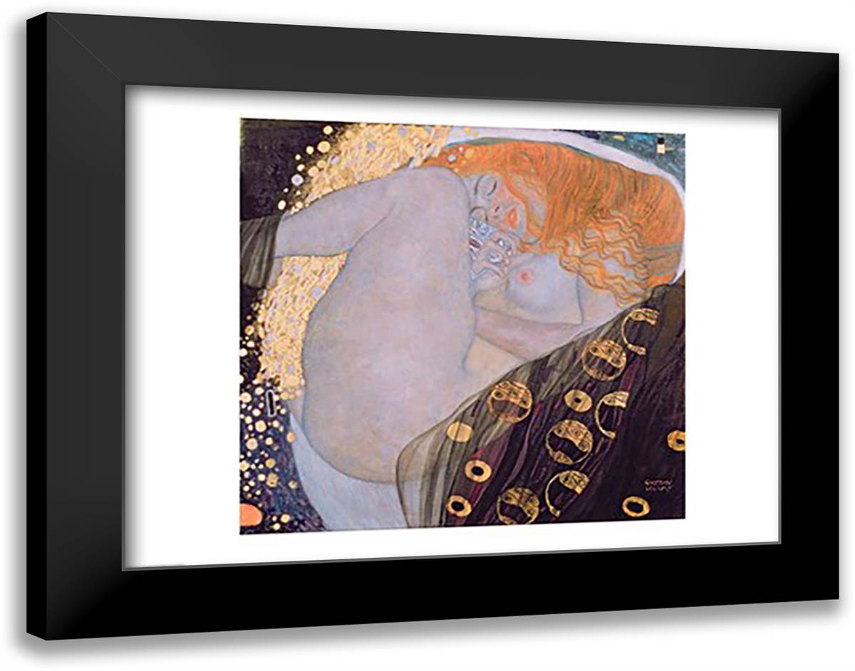 Danae 28x22 Black Modern Wood Framed Art Print Poster by Klimt, Gustav