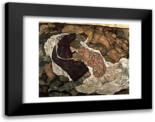 Death and the Maiden 28x22 Black Modern Wood Framed Art Print Poster by Schiele, Egon