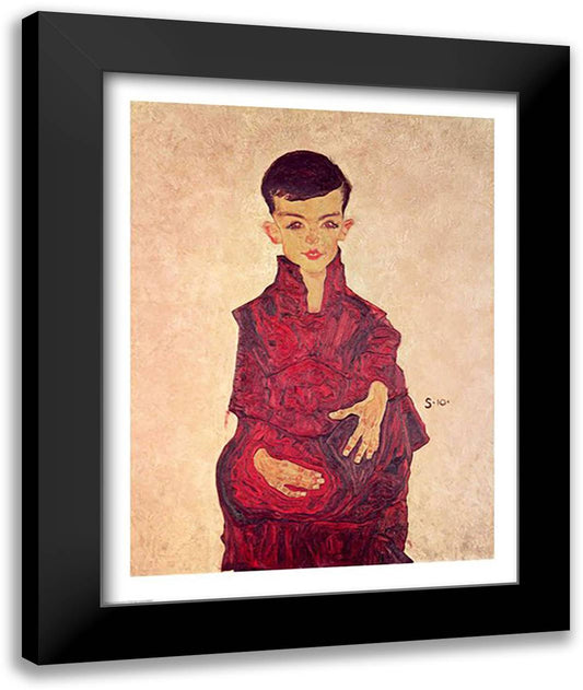 Portrait of Herbert Rainer aged about 6 years 22x28 Black Modern Wood Framed Art Print Poster by Schiele, Egon