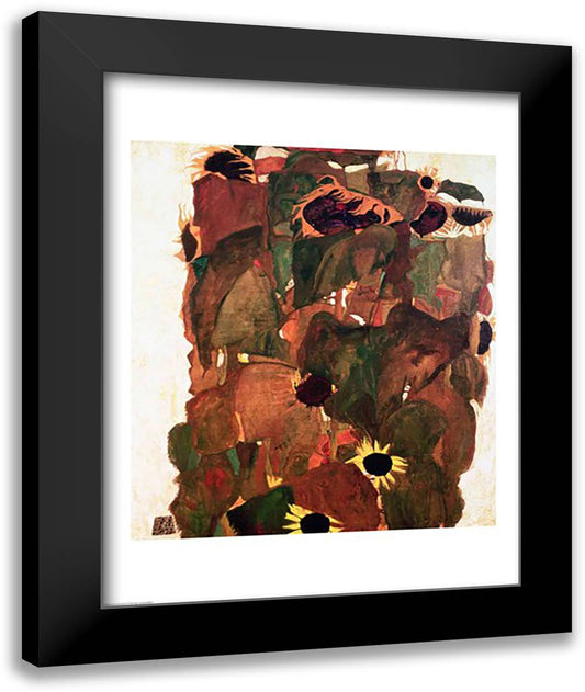 Sunflowers II, 1911 22x28 Black Modern Wood Framed Art Print Poster by Schiele, Egon