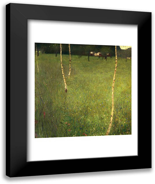 Farmhouse with Birch Trees, 1900 22x28 Black Modern Wood Framed Art Print Poster by Klimt, Gustav