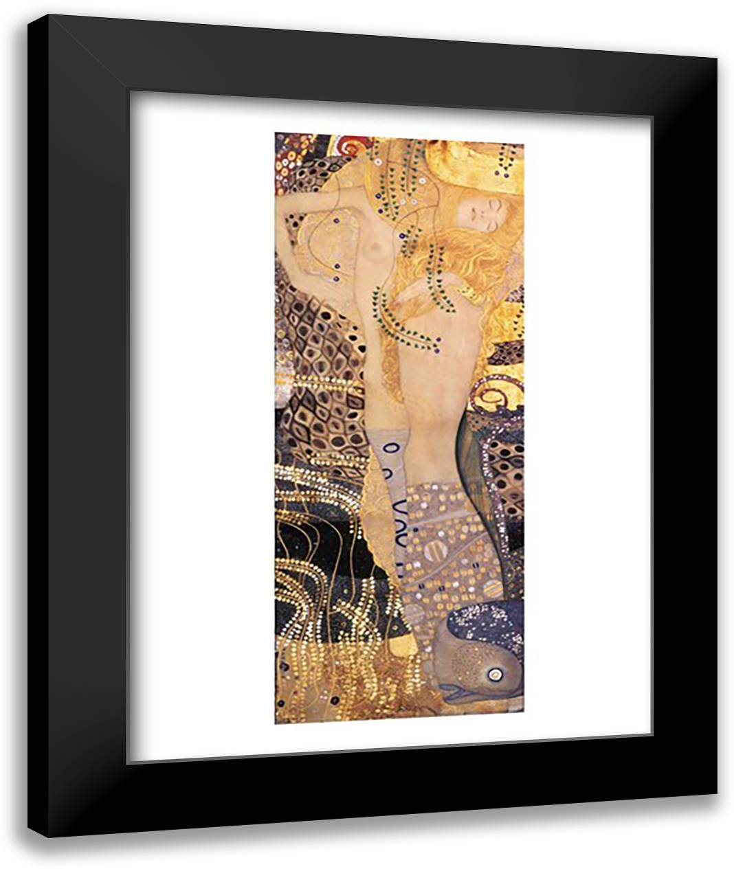 Water Serpents I 22x28 Black Modern Wood Framed Art Print Poster by Klimt, Gustav