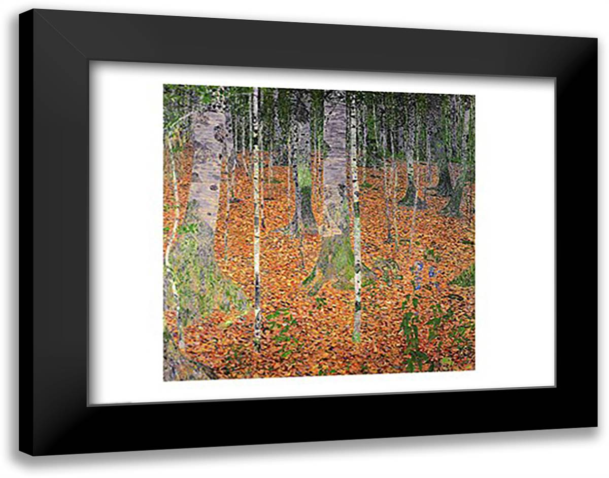 The Birch Wood, 1903 28x22 Black Modern Wood Framed Art Print Poster by Klimt, Gustav
