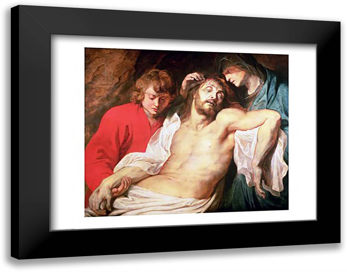Lament of Christ by the Virgin and St. John 28x22 Black Modern Wood Framed Art Print Poster by Rubens, Peter Paul