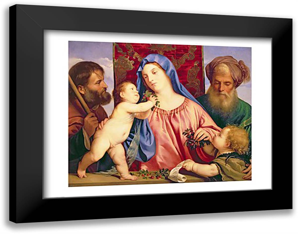 Madonna of the Cherries with Joseph 28x22 Black Modern Wood Framed Art Print Poster by Titian