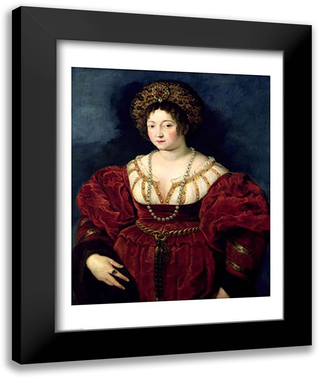 Posthumous portrait of Isabella d'Este 22x28 Black Modern Wood Framed Art Print Poster by Rubens, Peter Paul