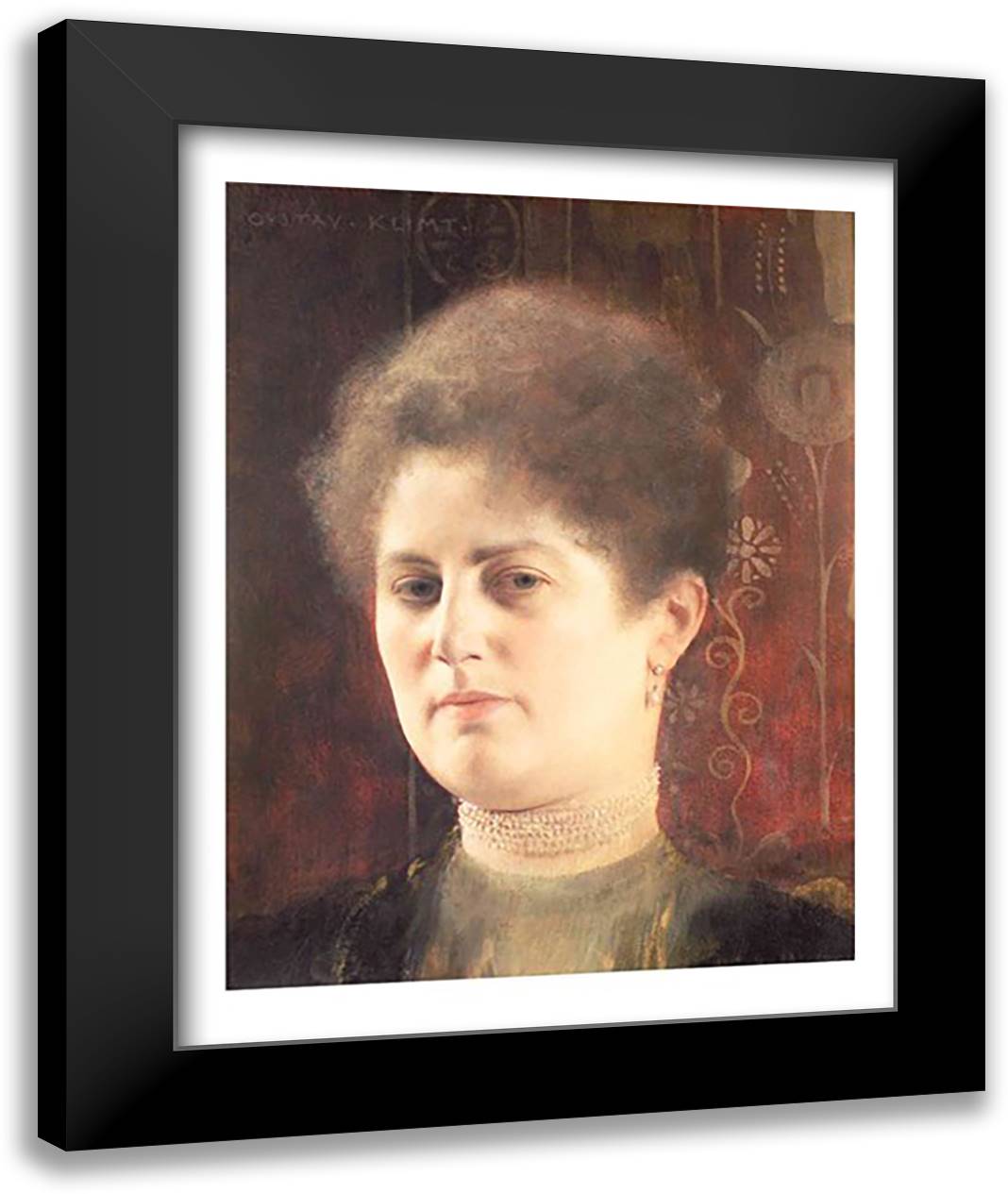 Portrait of a lady 22x28 Black Modern Wood Framed Art Print Poster by Klimt, Gustav