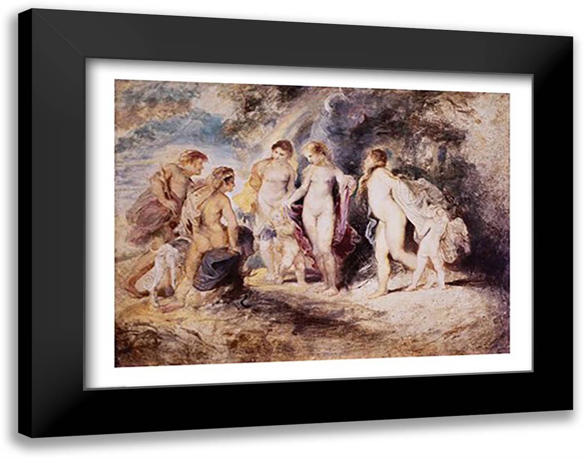 The Judgement of Paris 28x22 Black Modern Wood Framed Art Print Poster by Rubens, Peter Paul