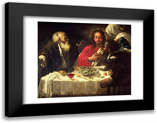 The Supper at Emmaus, c.1614-21 28x22 Black Modern Wood Framed Art Print Poster by Caravaggio