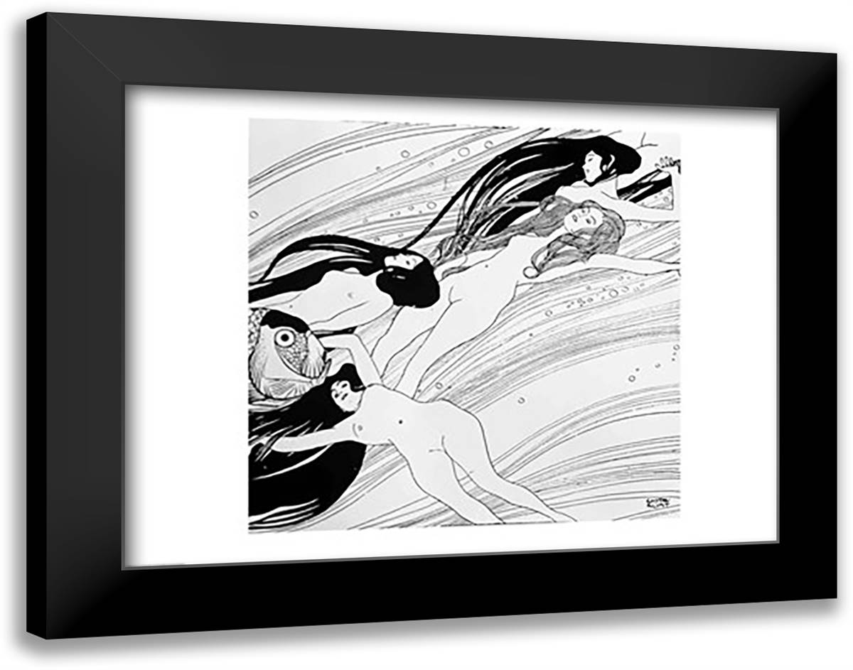 The Blood of Fish 28x22 Black Modern Wood Framed Art Print Poster by Klimt, Gustav