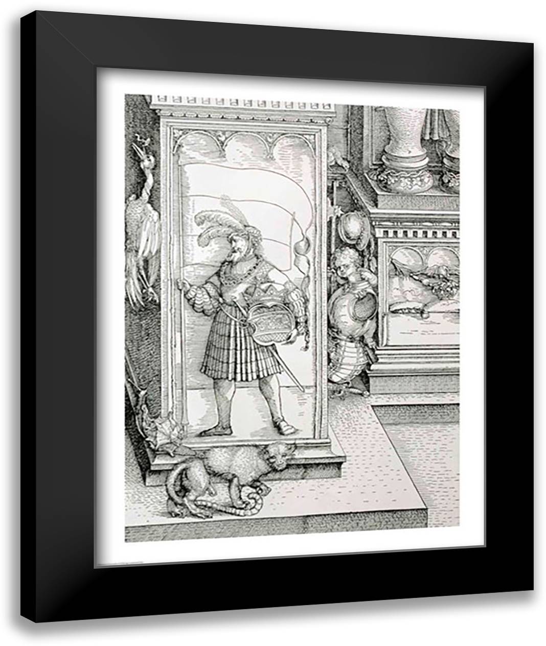 The Triumphal Arch of Emperor Maximilian I of Germany: Detail of column 22x28 Black Modern Wood Framed Art Print Poster by Durer, Albrecht