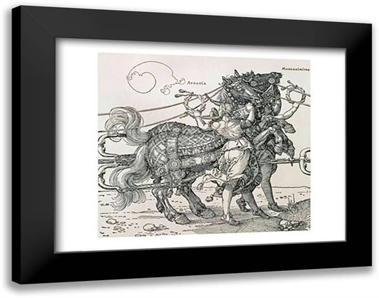 Triumphal Chariot of Emperor Maximilian I of Germany: detail of the horse teams 28x22 Black Modern Wood Framed Art Print Poster by Durer, Albrecht