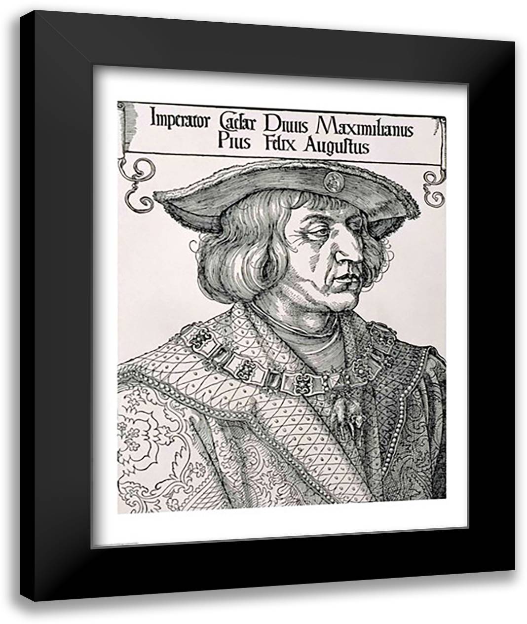 Emperor Maximilian I of Germany 22x28 Black Modern Wood Framed Art Print Poster by Durer, Albrecht