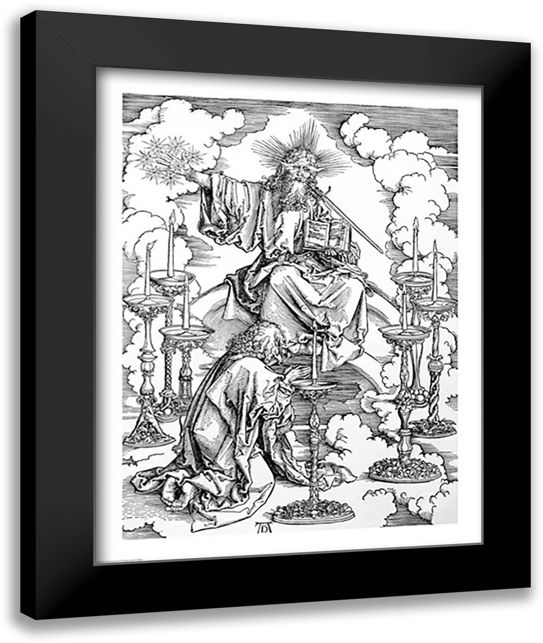 The Vision of The Seven Candlesticks from the 'Apocalypse' 22x28 Black Modern Wood Framed Art Print Poster by Durer, Albrecht