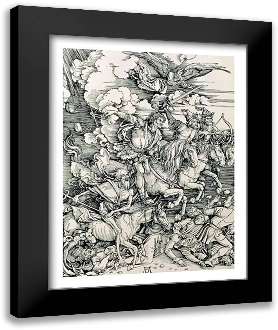 The Four Horsemen of the Apocalypse, Death, Famine, Pestilence and War 22x28 Black Modern Wood Framed Art Print Poster by Durer, Albrecht