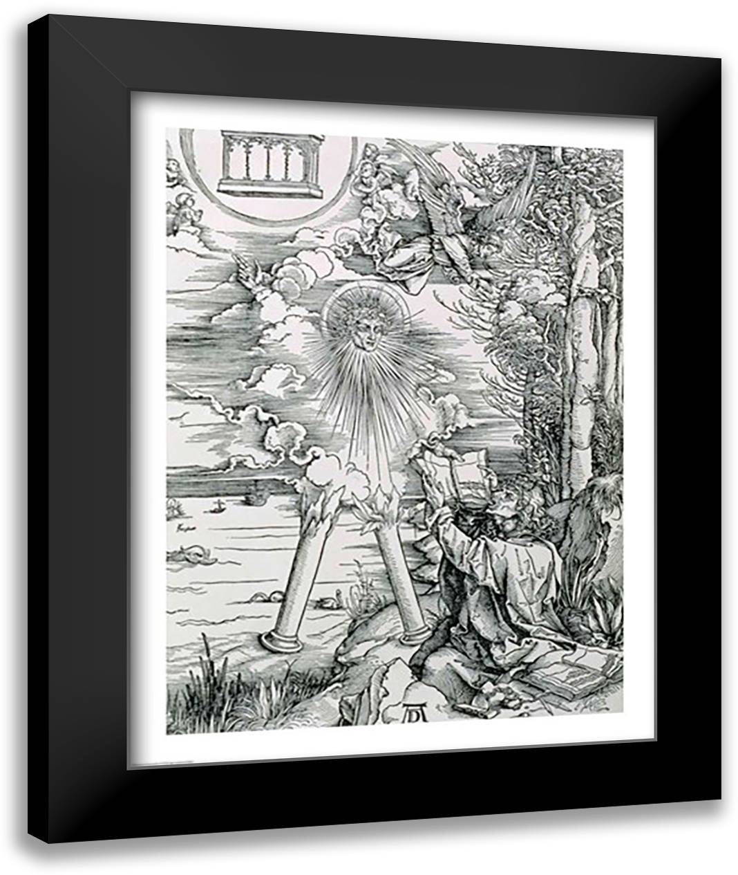 St. John Devouring the Book from the 'Apocalypse' 22x28 Black Modern Wood Framed Art Print Poster by Durer, Albrecht
