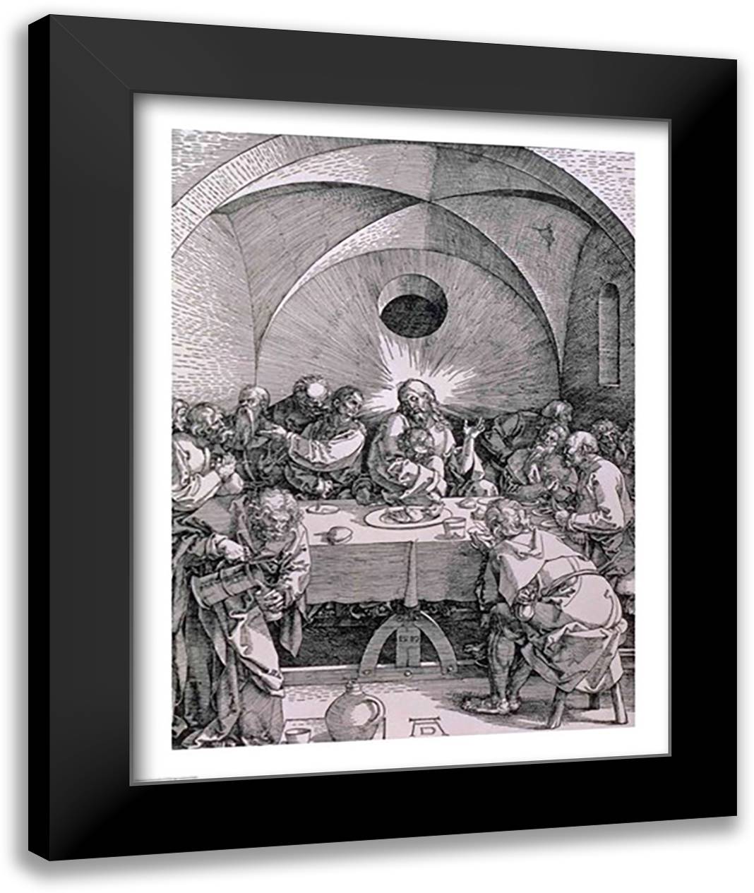 The Last Supper from the 'Great Passion' 22x28 Black Modern Wood Framed Art Print Poster by Durer, Albrecht