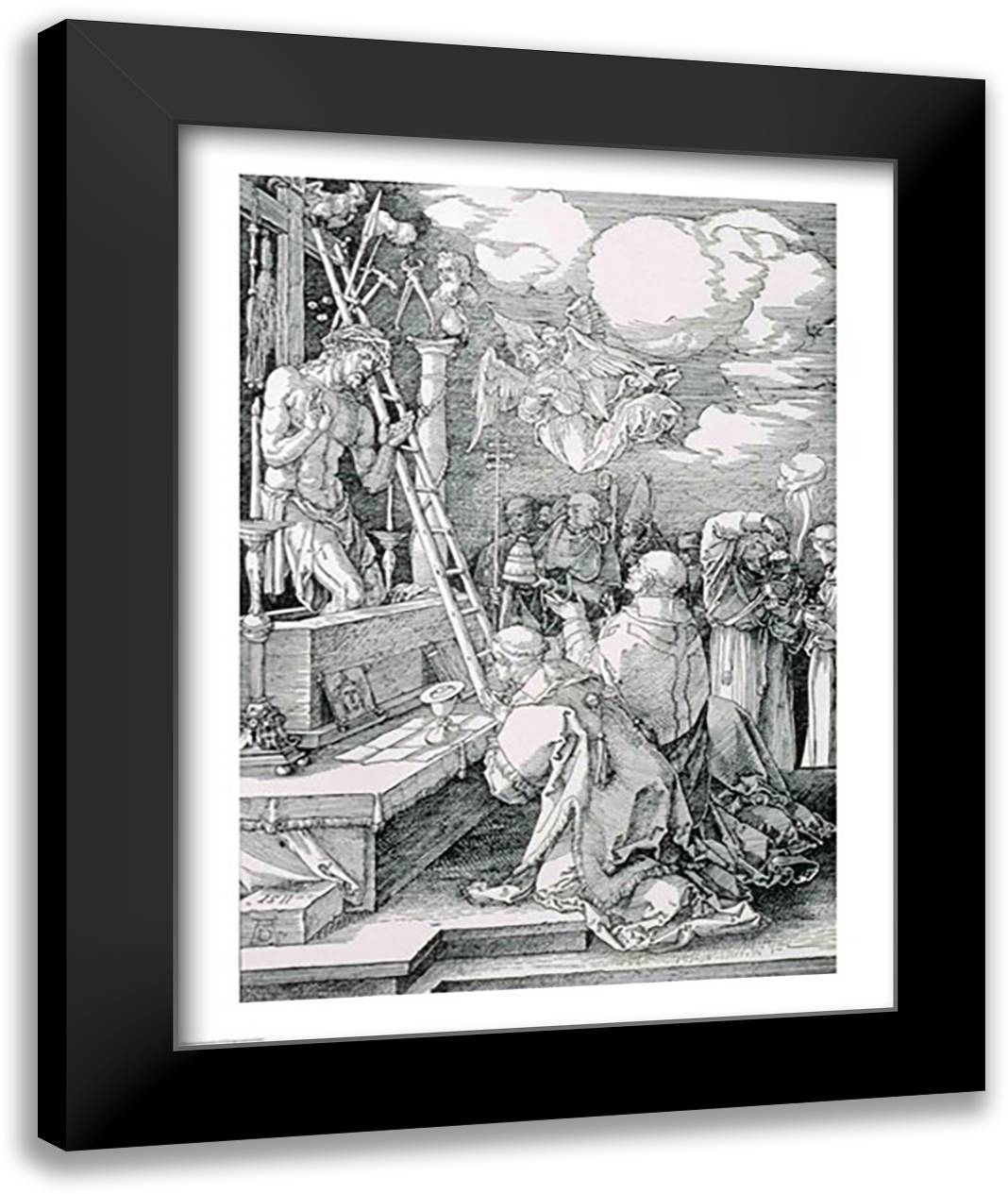 The Mass of St. Gregory: Christ appearing as the Man of Sorrows 22x28 Black Modern Wood Framed Art Print Poster by Durer, Albrecht