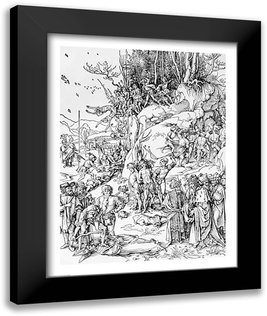 Martyrdom of the Ten Thousand Christians on Mt. Ararat 22x28 Black Modern Wood Framed Art Print Poster by Durer, Albrecht