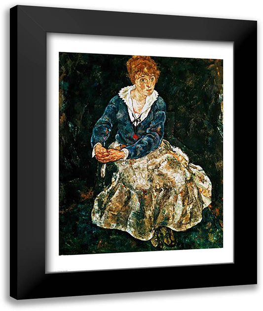 The Artist's wife seated 22x28 Black Modern Wood Framed Art Print Poster by Schiele, Egon