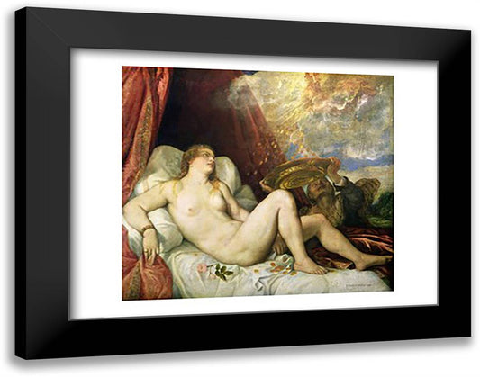 Danae 28x22 Black Modern Wood Framed Art Print Poster by Titian