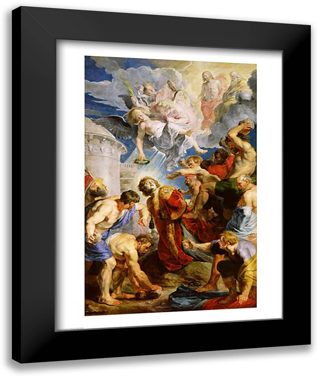 The Stoning of St. Stephen 22x28 Black Modern Wood Framed Art Print Poster by Rubens, Peter Paul