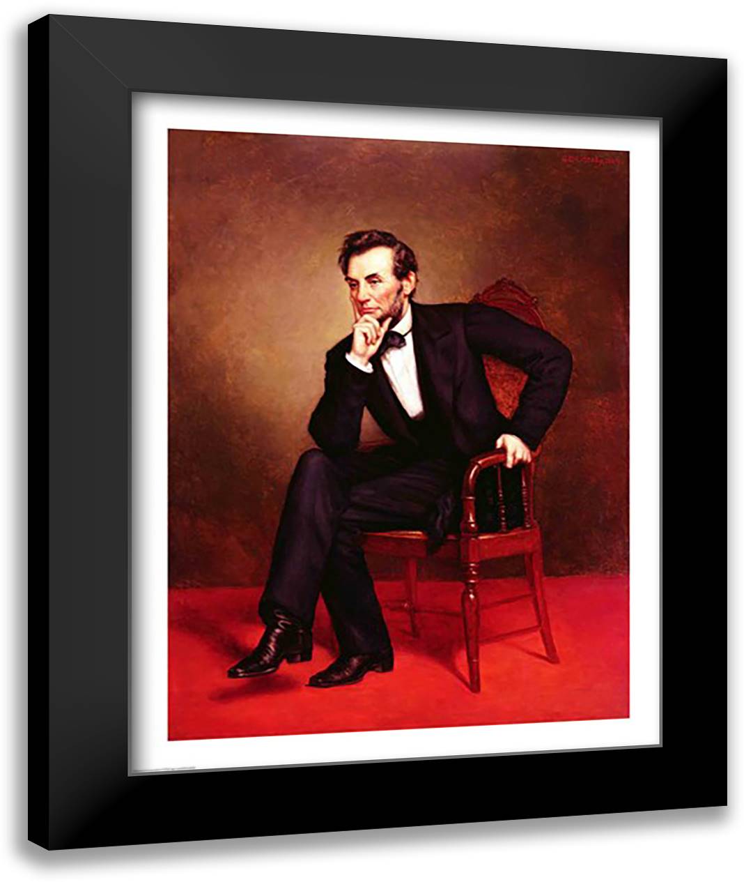 Portrait of Abraham Lincoln 22x28 Black Modern Wood Framed Art Print Poster by Healy, George Peter Alexander