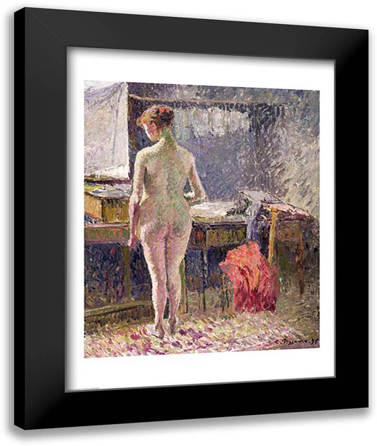 Female Nude seen from the Back, 1895 22x28 Black Modern Wood Framed Art Print Poster by Pissarro, Camille