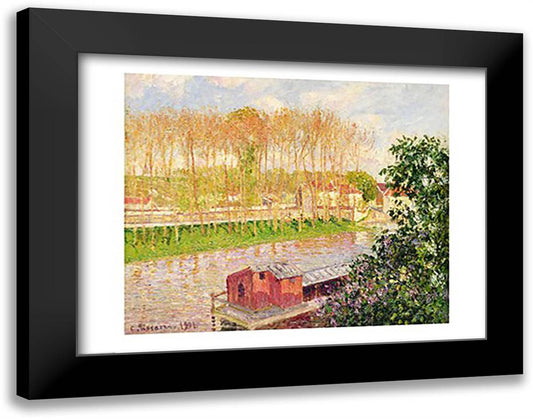 Sunset at Moret-sur-Loing, 1901 28x22 Black Modern Wood Framed Art Print Poster by Pissarro, Camille