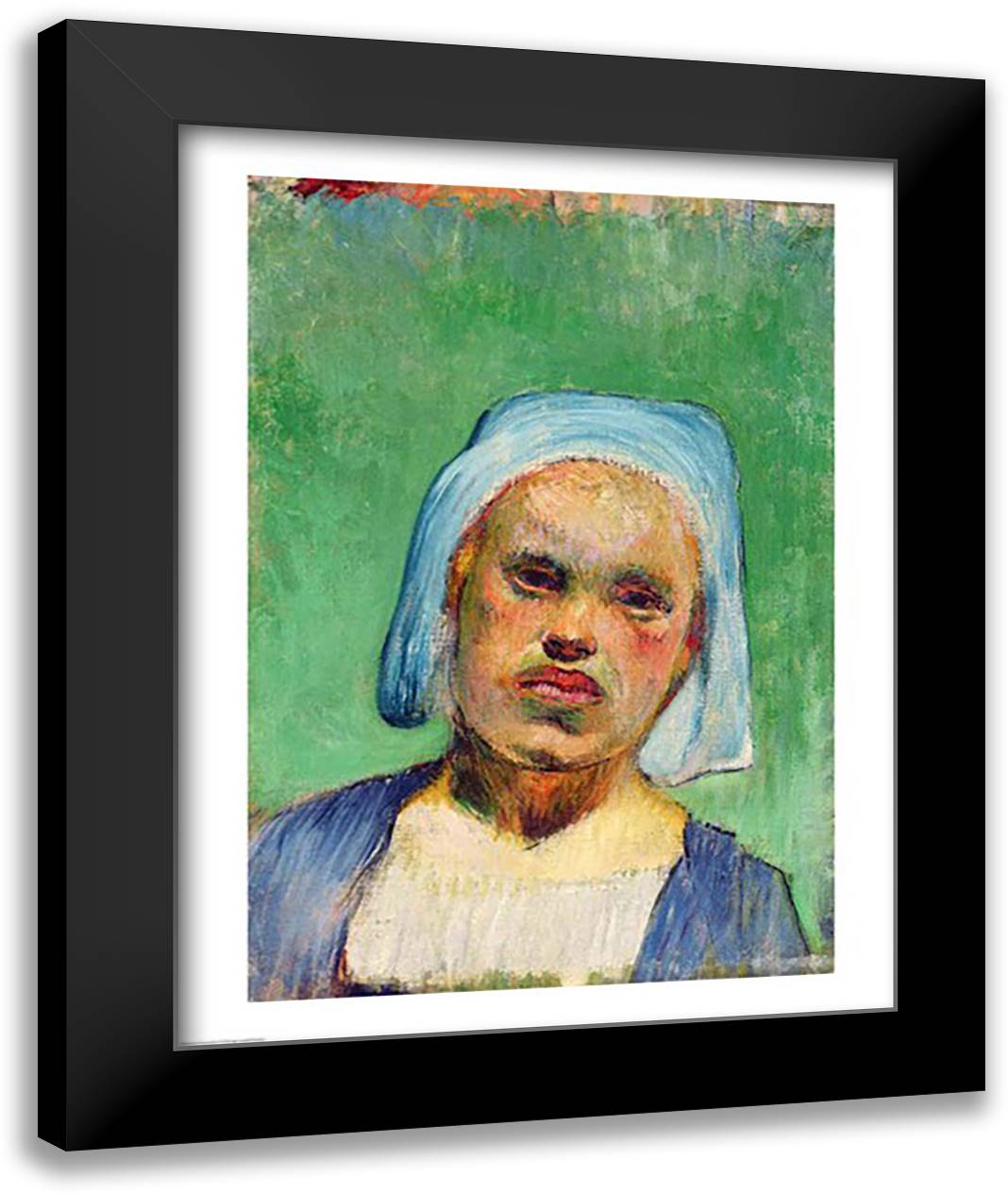 Head of a Breton 22x28 Black Modern Wood Framed Art Print Poster by Gauguin, Paul