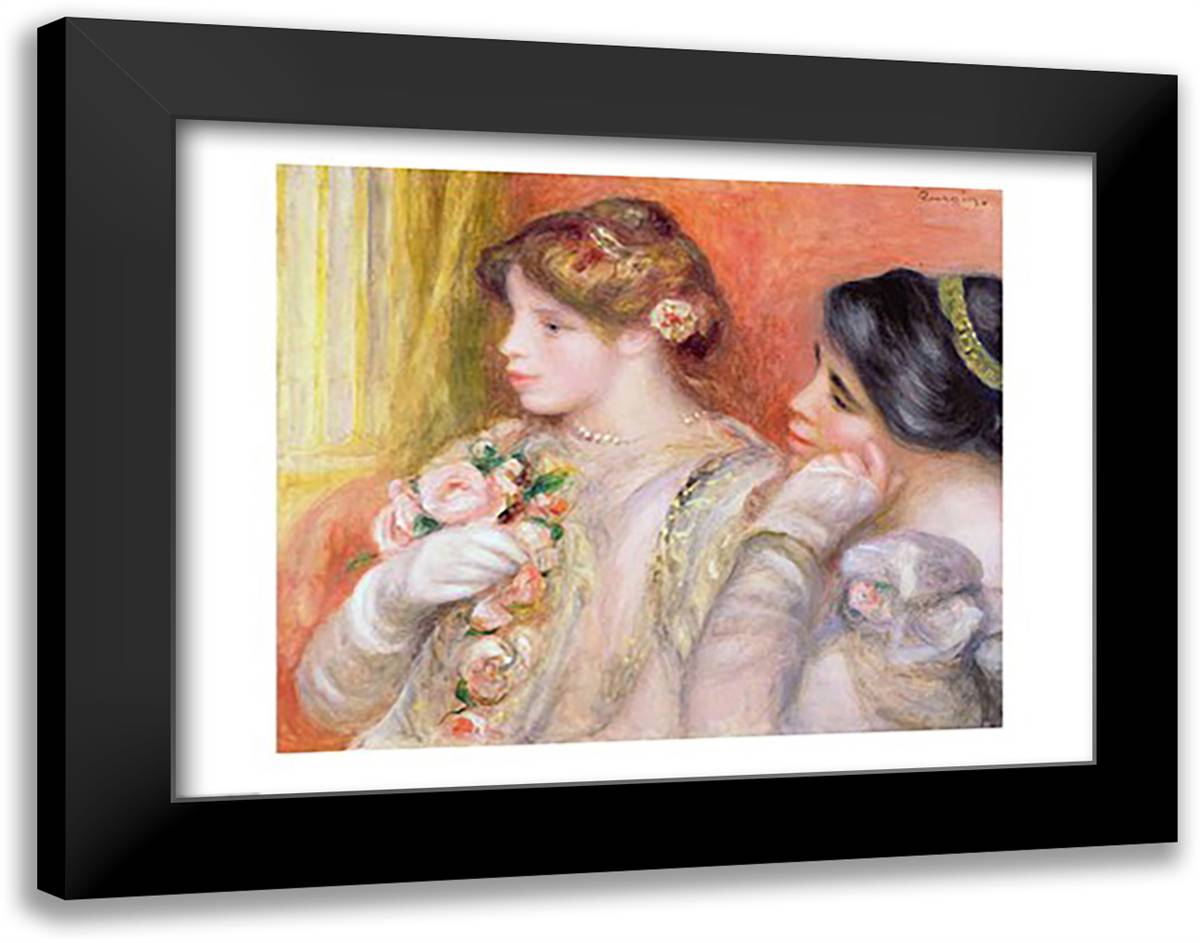 Dans La Loge, c.1908 28x22 Black Modern Wood Framed Art Print Poster by Renoir, Pierre-Auguste