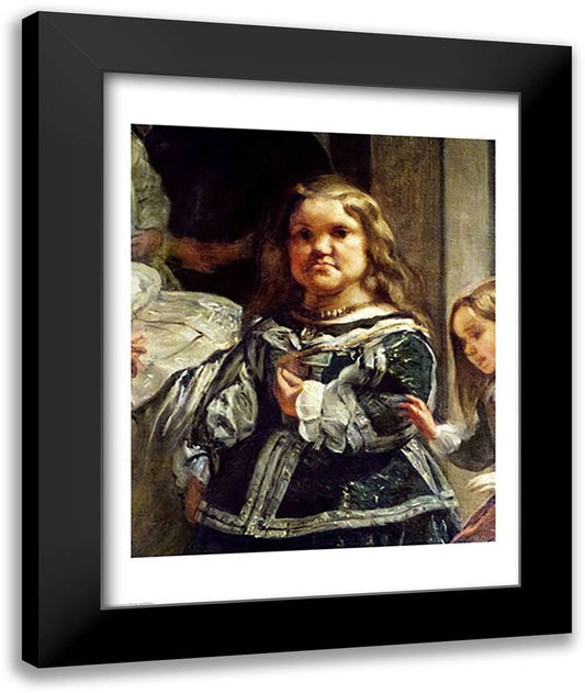 Las Meninas or The Family of Philip IV, c.1656, Detail 22x28 Black Modern Wood Framed Art Print Poster by Velazquez, Diego