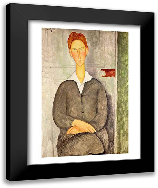 Young boy with red hair, 1906 22x28 Black Modern Wood Framed Art Print Poster by Modigliani, Amedeo