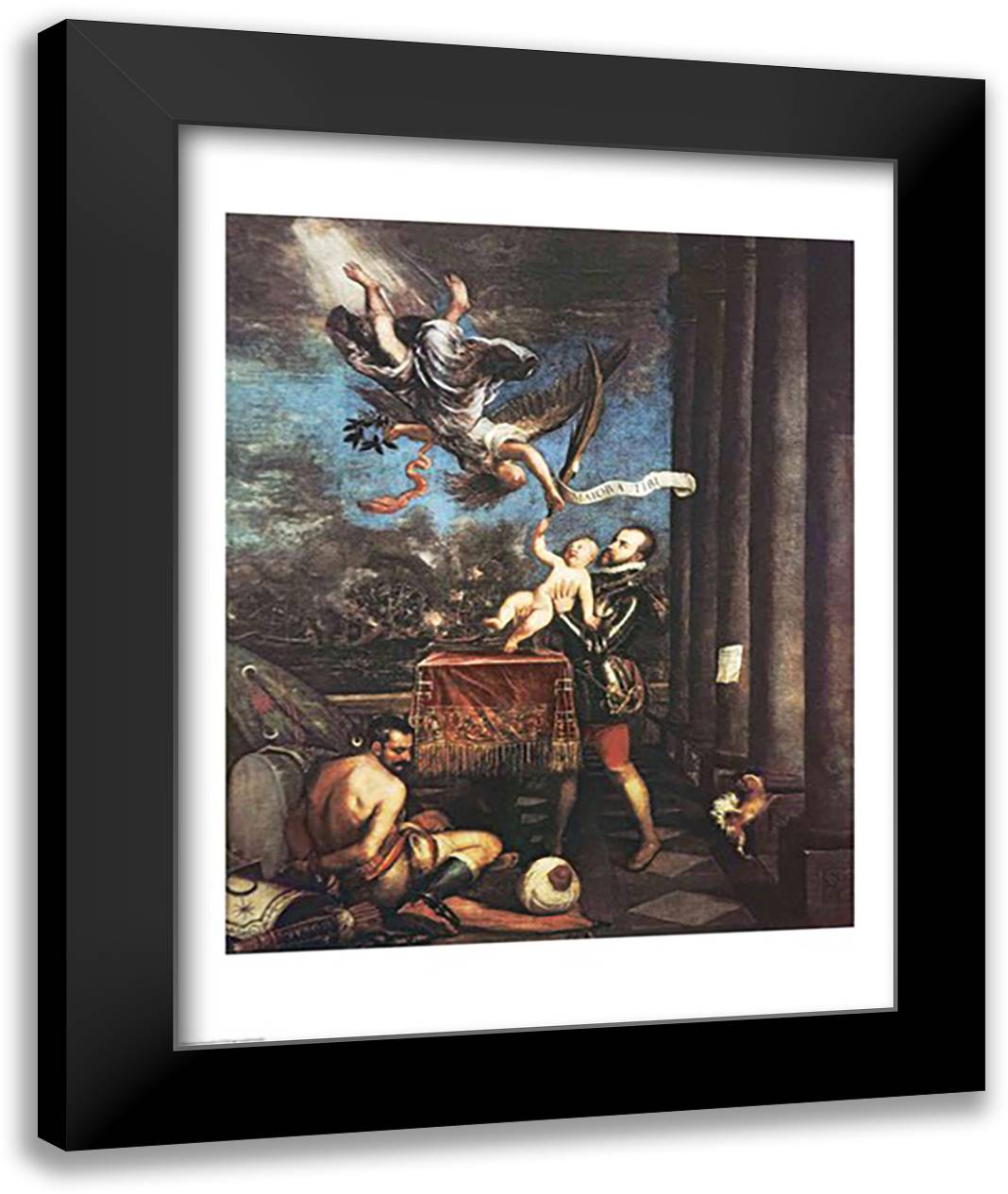 Allegory of the Battle of Lepanto 22x28 Black Modern Wood Framed Art Print Poster by Titian