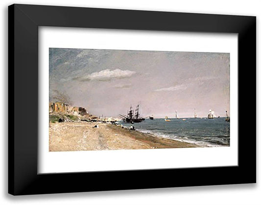 Brighton Beach with colliers, 1824 28x22 Black Modern Wood Framed Art Print Poster by Constable, John