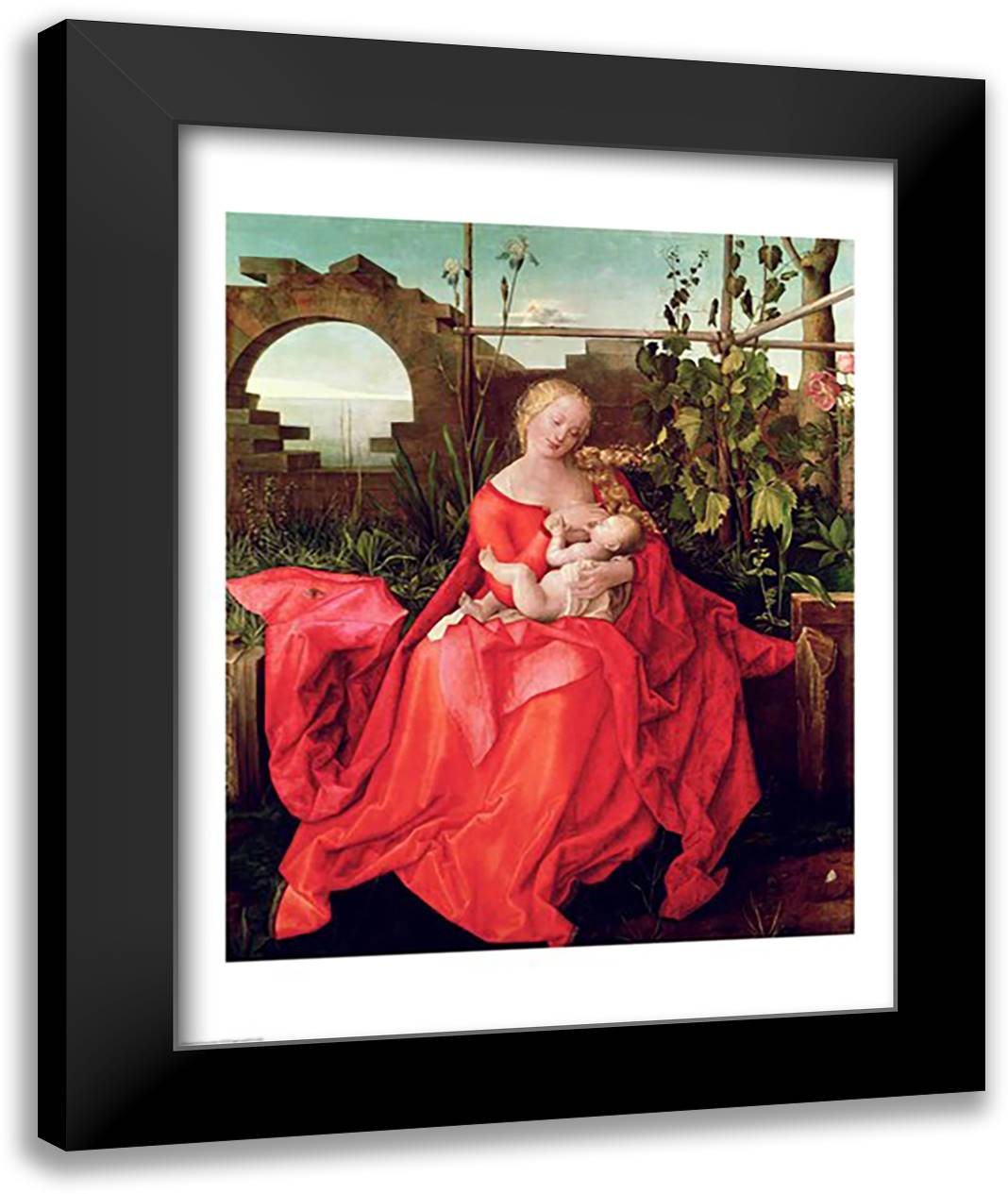 Virgin and Child 'Madonna with the Iris', 1508 22x28 Black Modern Wood Framed Art Print Poster by Durer, Albrecht