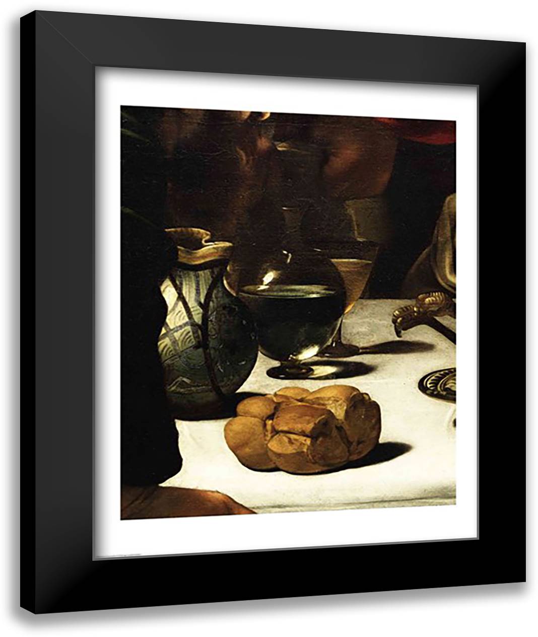 The Supper at Emmaus, Detail 1601 22x28 Black Modern Wood Framed Art Print Poster by Caravaggio